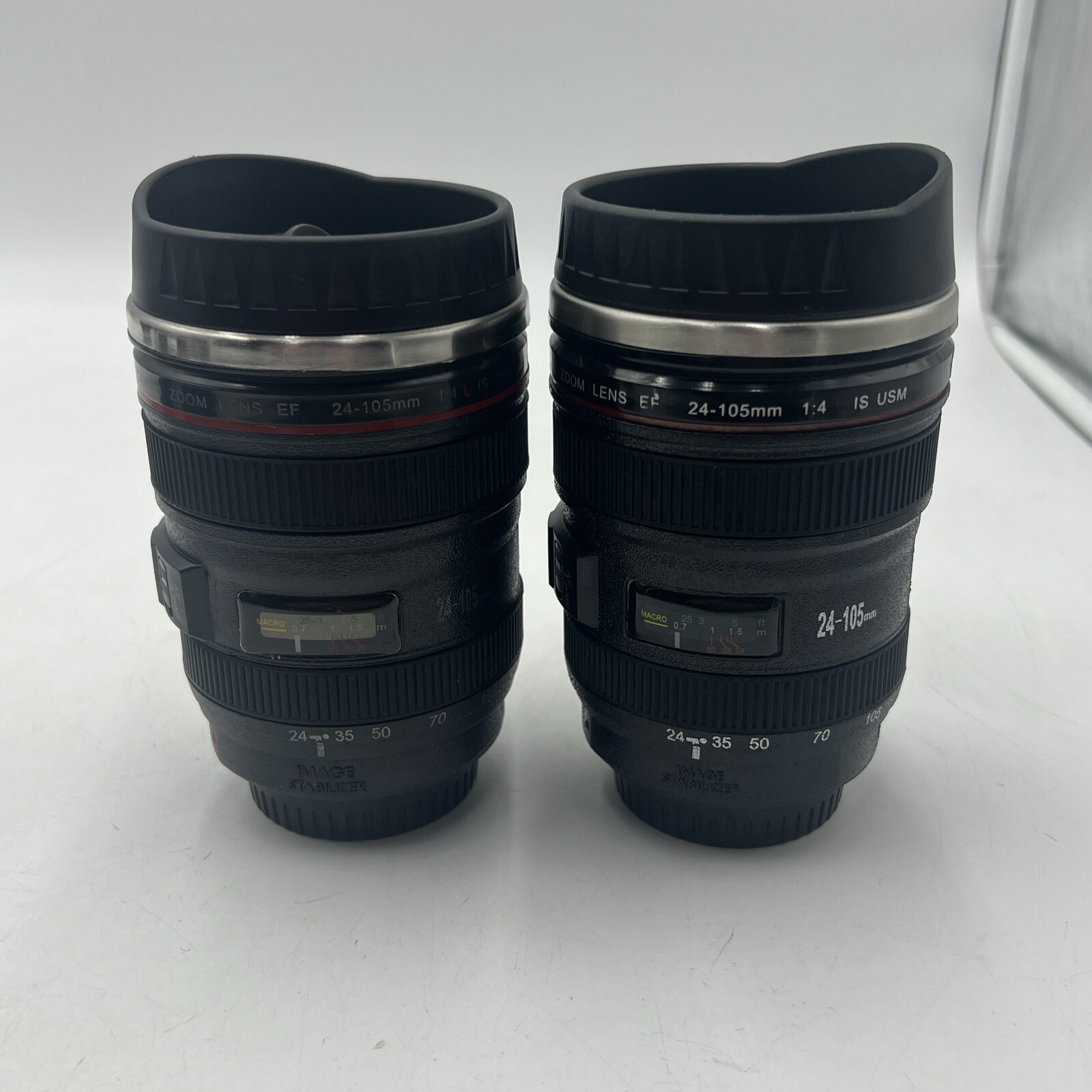 CANON CANIAM ZOOM LENS STAINLESS STEEL TRAVEL MUG - LOT OF 2