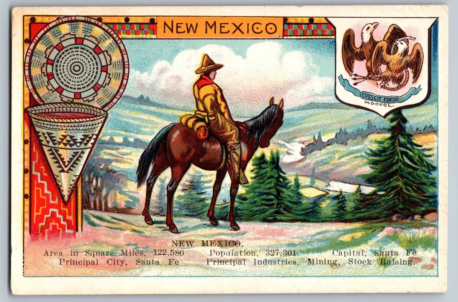 c1912 NEW MEXICO State Tip-Top Bread Premium Insert Trade Card Wolf Company US