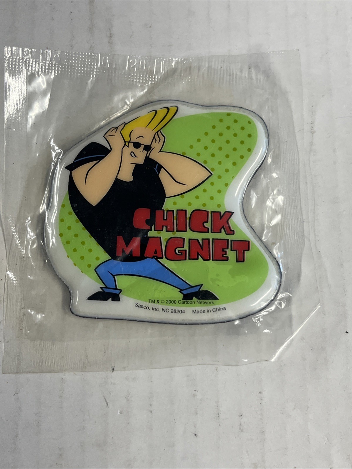 Johnny Bravo Chick Magnet Refrigerator Puffy Cartoon Network 2000 VTG 