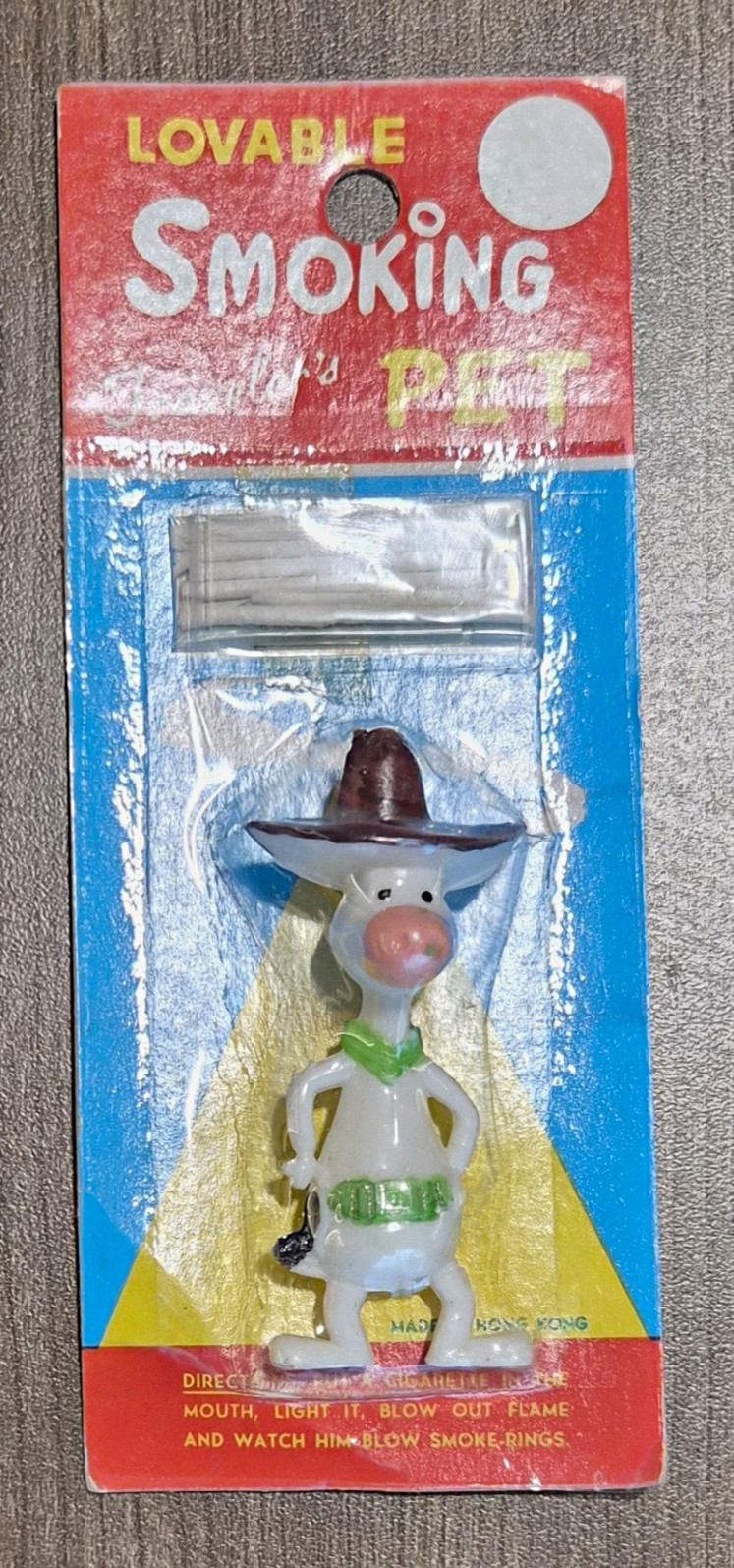 Vintage 1960s Lovable Smoking Traveler’s Pet Cowboy NOS Hong Kong