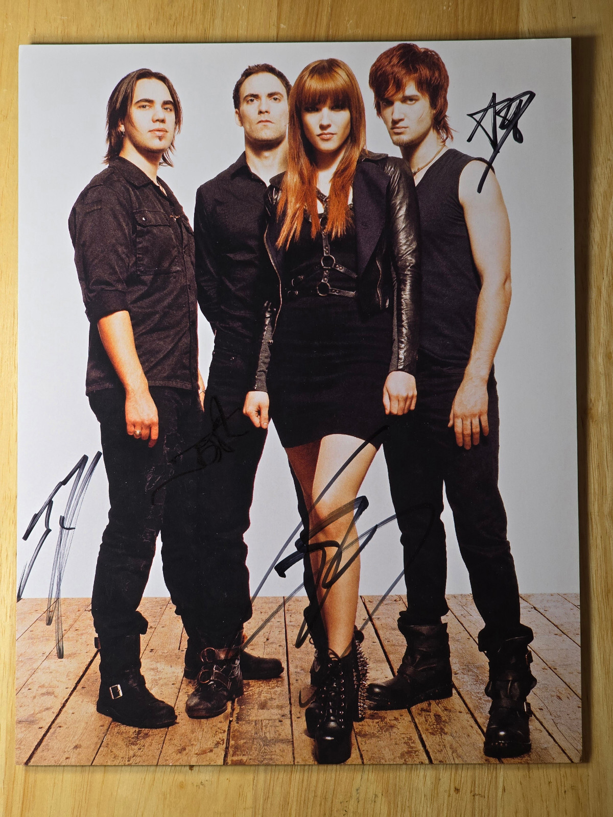 Halestorm Band Autographed 8x10 Picture. Lzzy Hale, Arejay, Joe, Josh signed