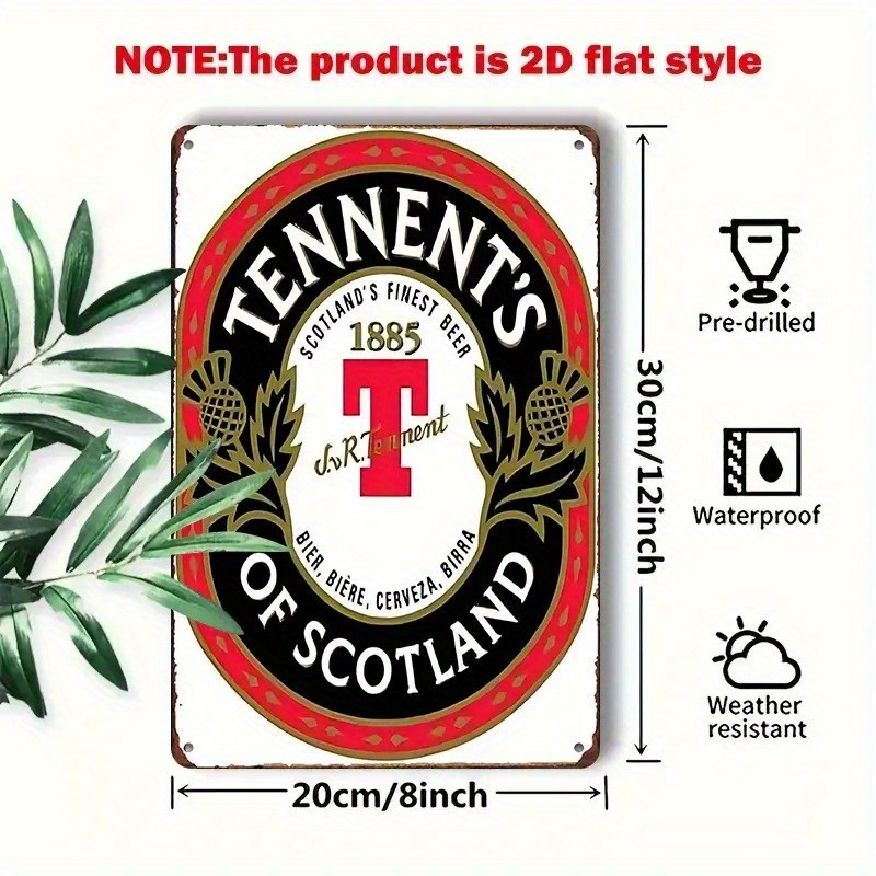 Vintage The Best Beer Label from Tennent\'S Tin Metal Signs Home Décor 8x12