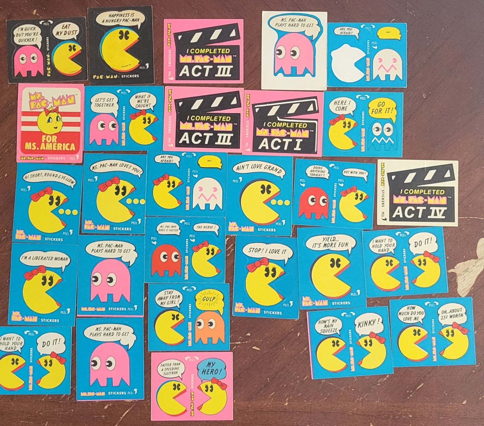 Fleer Ms. Pac-Man Stickers 1981  Lot Of 26