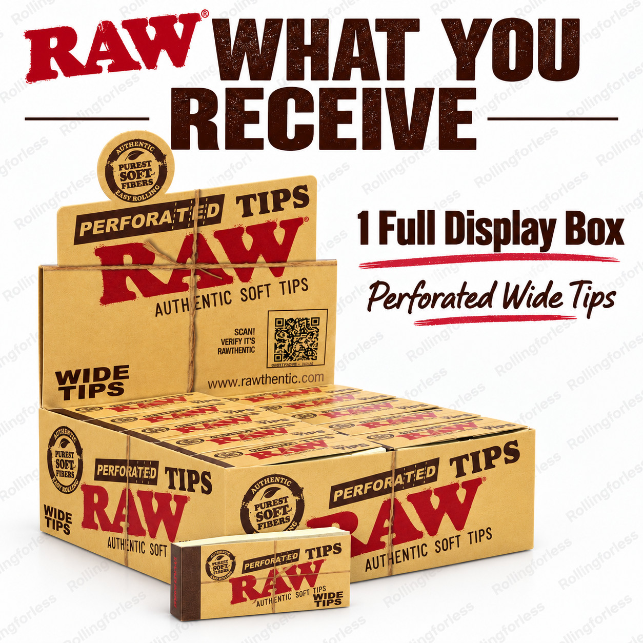RAW Perforated Wide Tips Full Box 50 Packs 2500 Tips