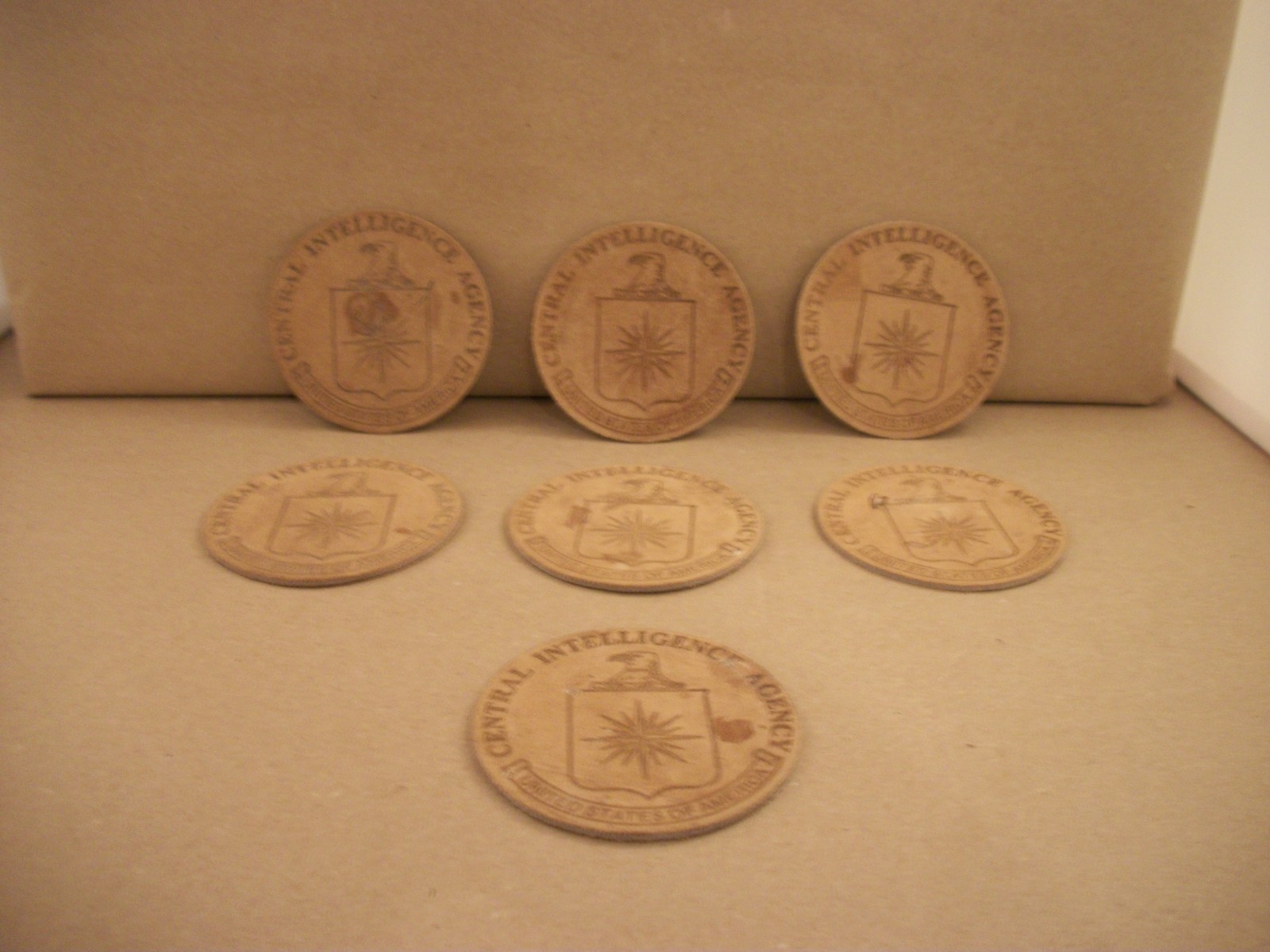 7 Central Intelligence Agency CIA Leather Drink Coasters