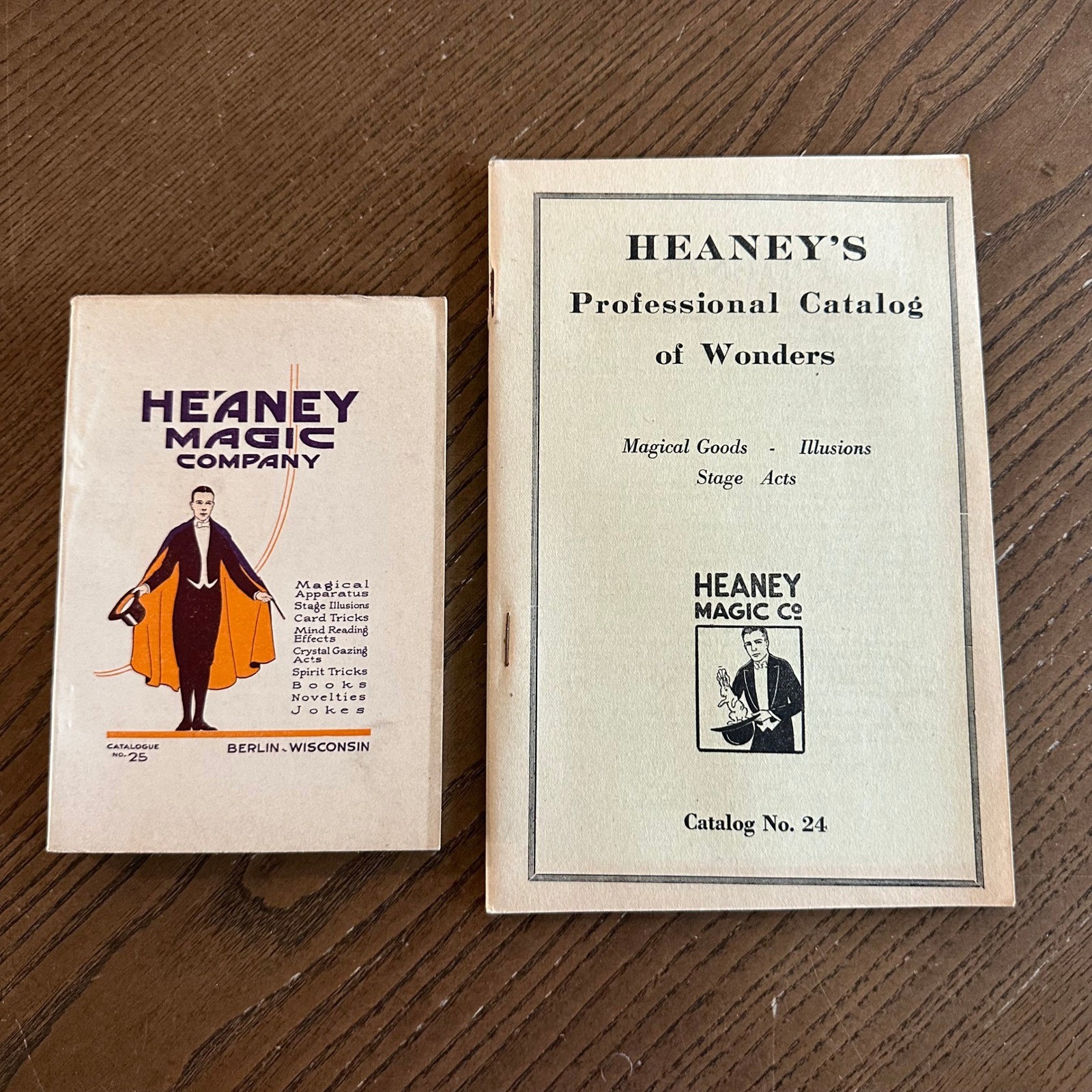 Antique Heaney Magic Company Catalogs No 24 & 25 Berlin Wisconsin Illusionist