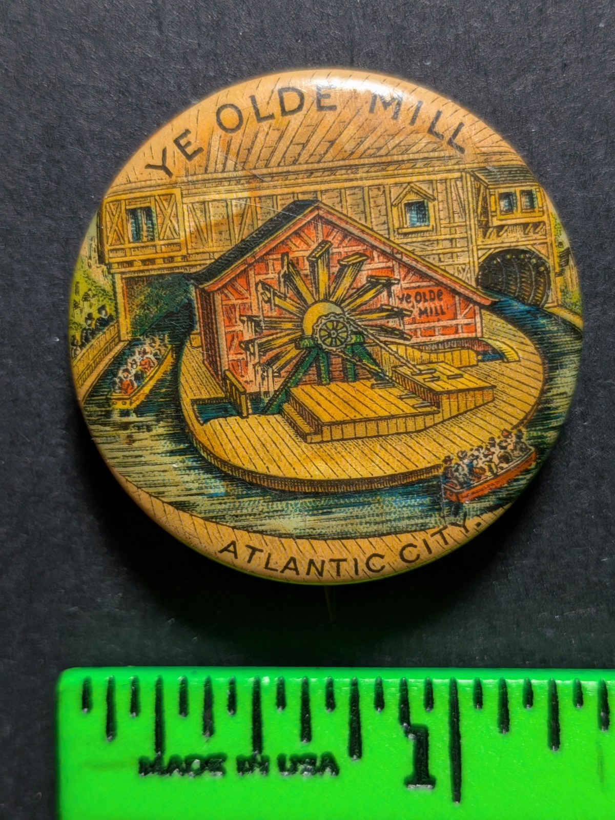 Vintage Ye Olde Mill Atlantic City New Jersey Pinback Pin