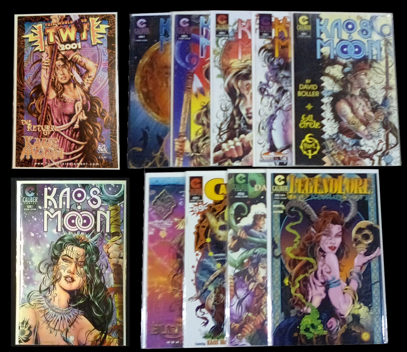 LOT (11) Kaos Moon David Boller SIGNED Tusk Caliber Burning Circle Variant RARE