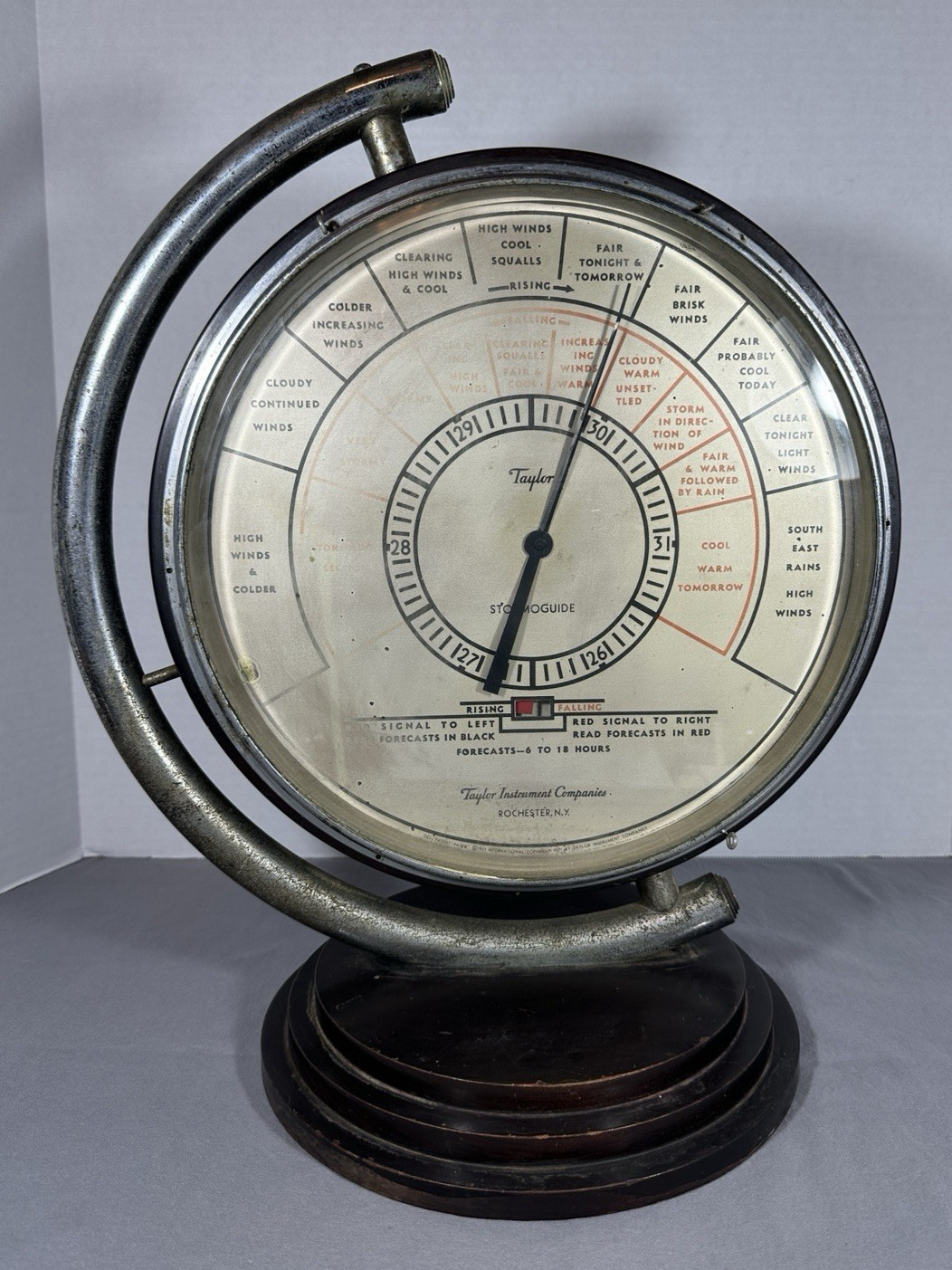 Antique 1927 Taylor Stormoguide Large Art Deco Display Barometer 18” Rare