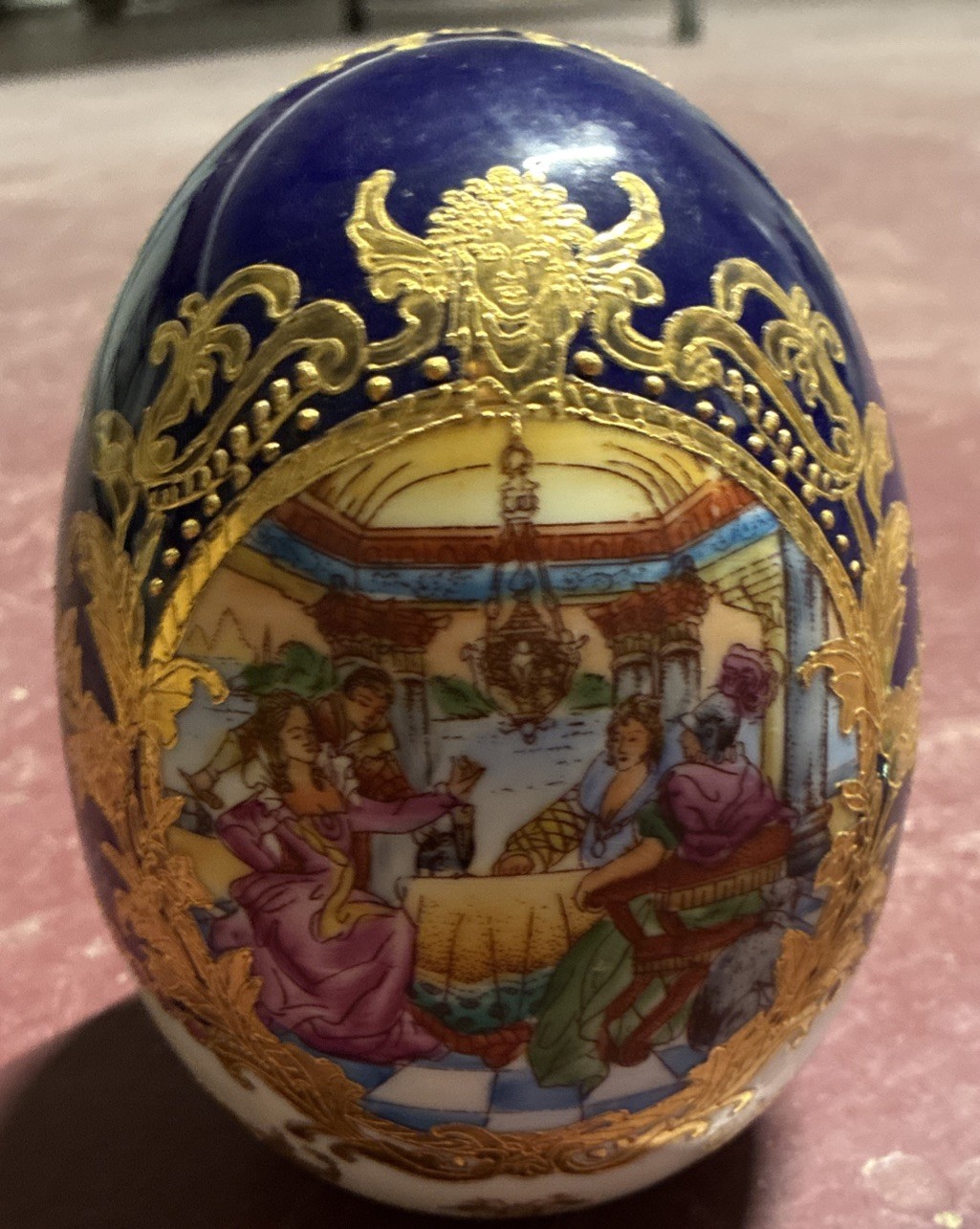 Vintage Porcelain Egg Cobalt Blue \