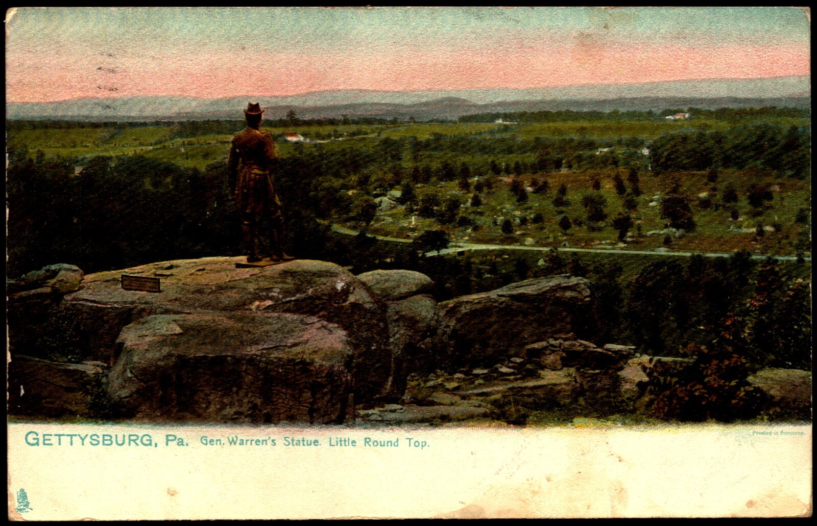 Postcard PA Gettysburg Pennsylvania Gen. Warren\'s Statue, Tuck 1909 B19