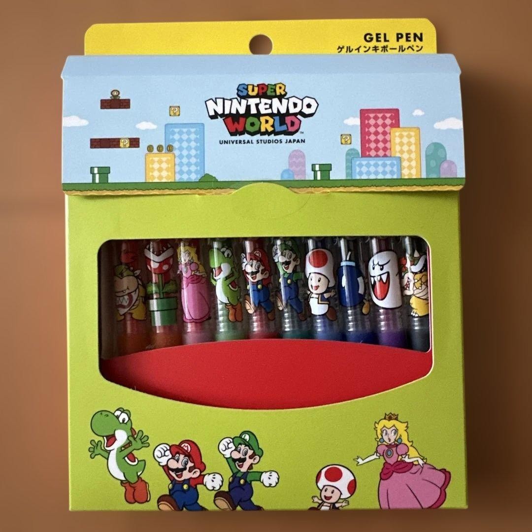 USJ UNIVA SUPER NINTENDO WORLD GEL INK BALL PENS 10 COLOR SET #c22a2e