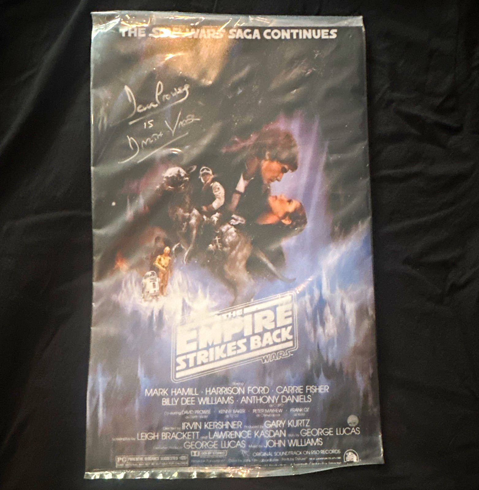Star Wars The Empire Strikes Back Original Movie Poster Signed David Prowse COA
