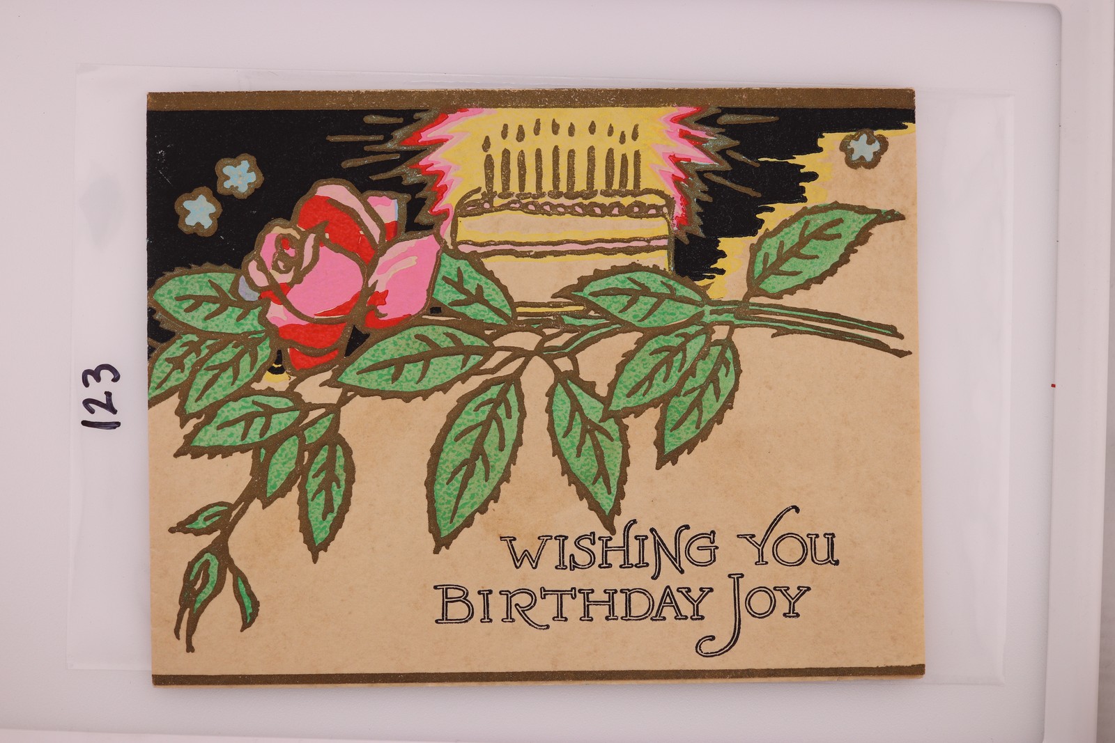 Vintage Birthday Card Roses Cake Poem Arthur Mae 1920s Vintage Birthday Card Roses Cake Poem Arthur Mae 1920s