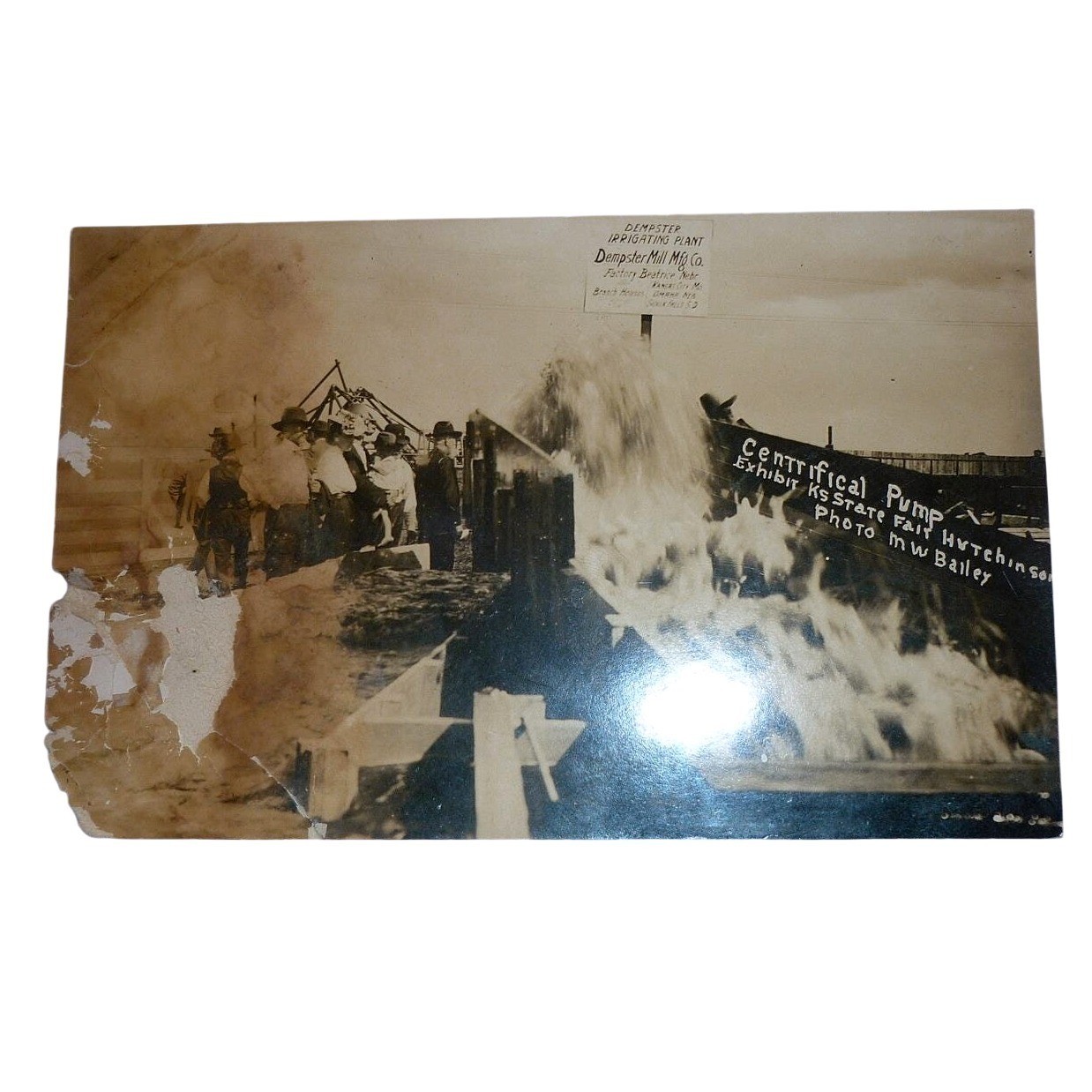Antique RPPC Postcard Dempster Irrigating Centrifugal Pump Kansas State Fair