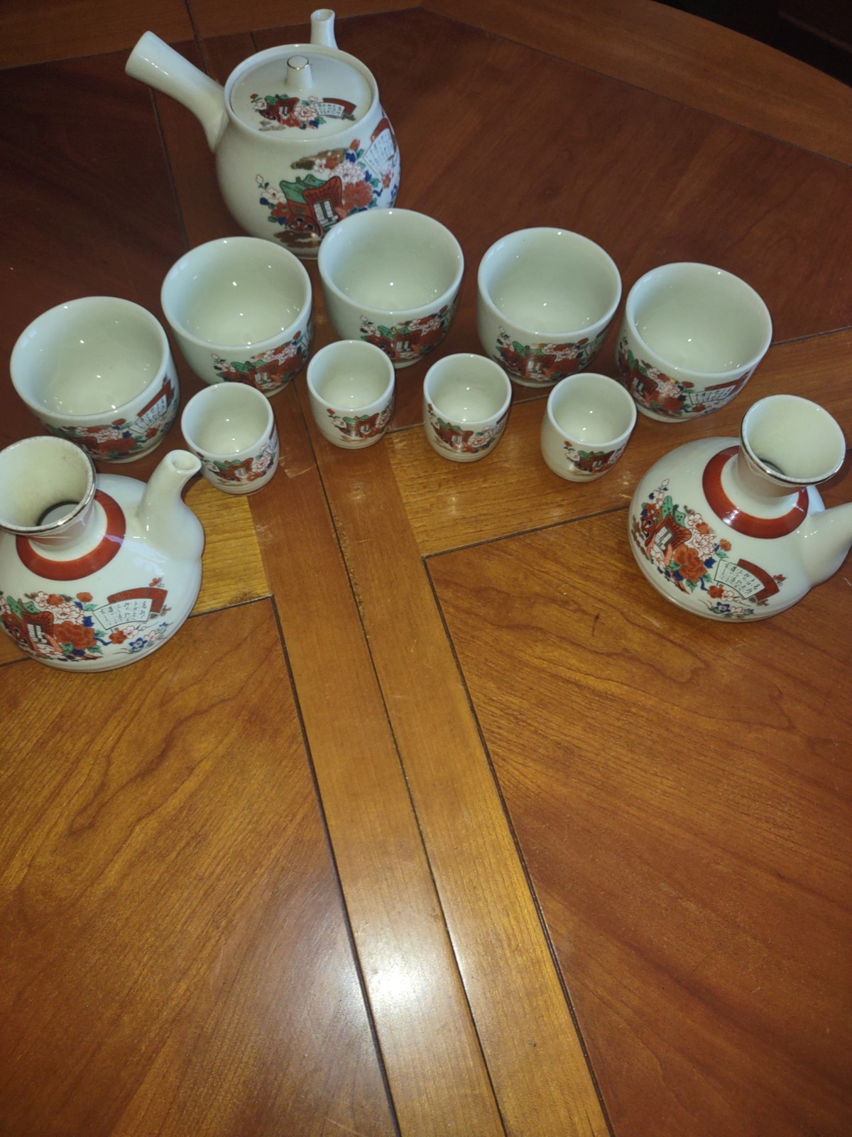 VINTAGE JGI Shaddy Mino China Saki Set Tea Pot & 6 Cups  #M38