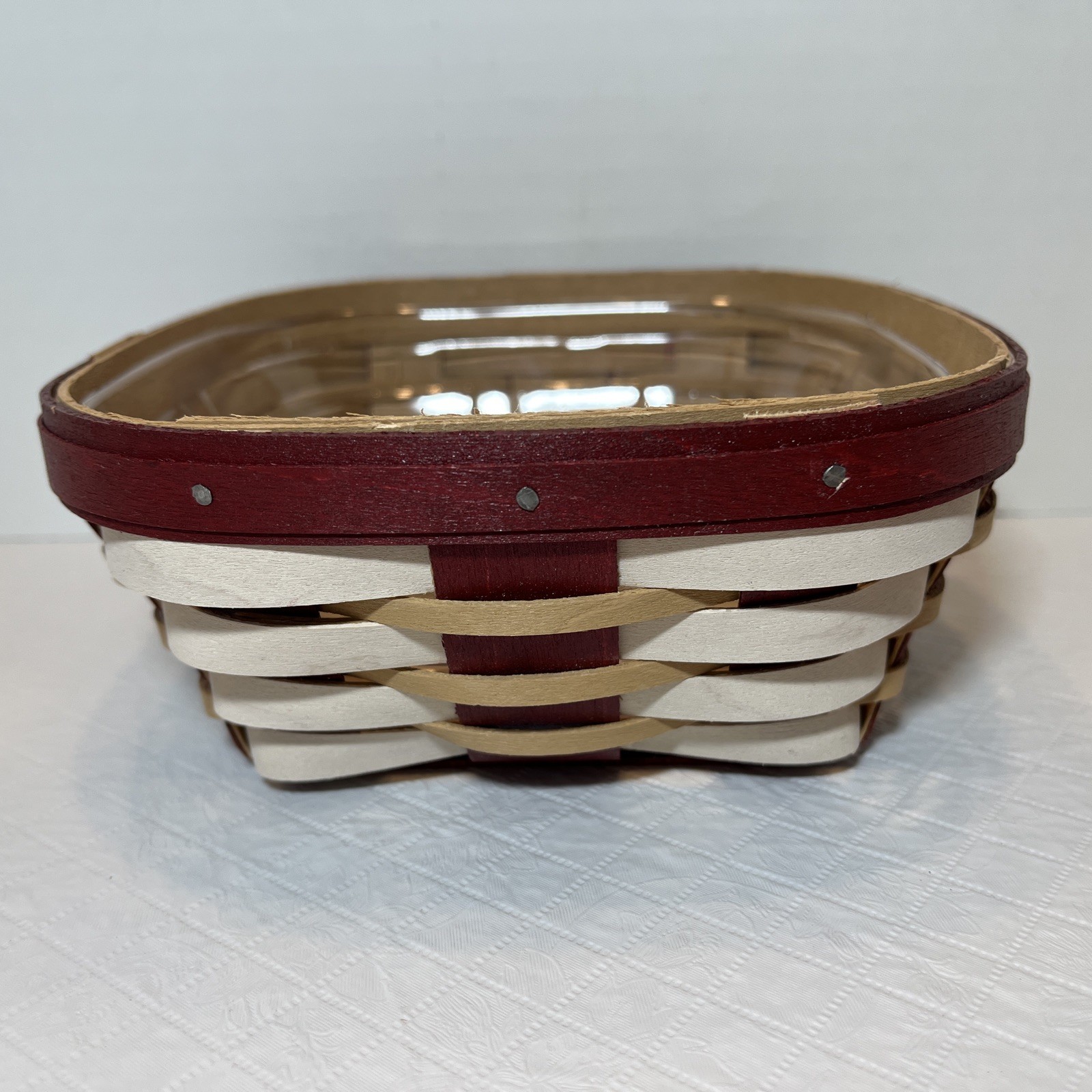 Longaberger 2017 Christmas Square Candy Cane Basket  With Protector 