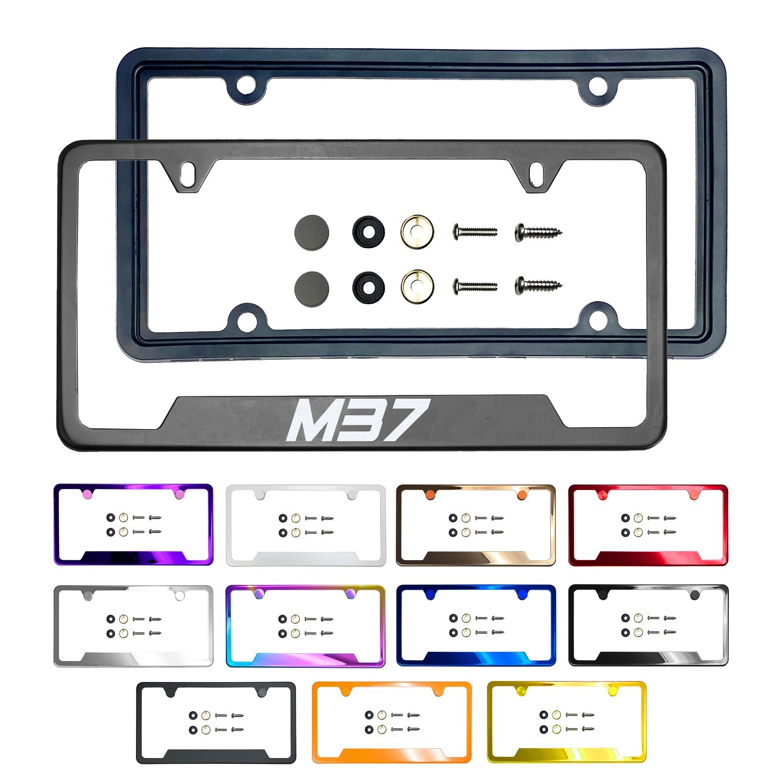 New Laser Etched Customize Stainless Steel License frame Silicone Guard For M37 New Laser Etched Customize Stainless Steel License frame Silicone Guard For M37