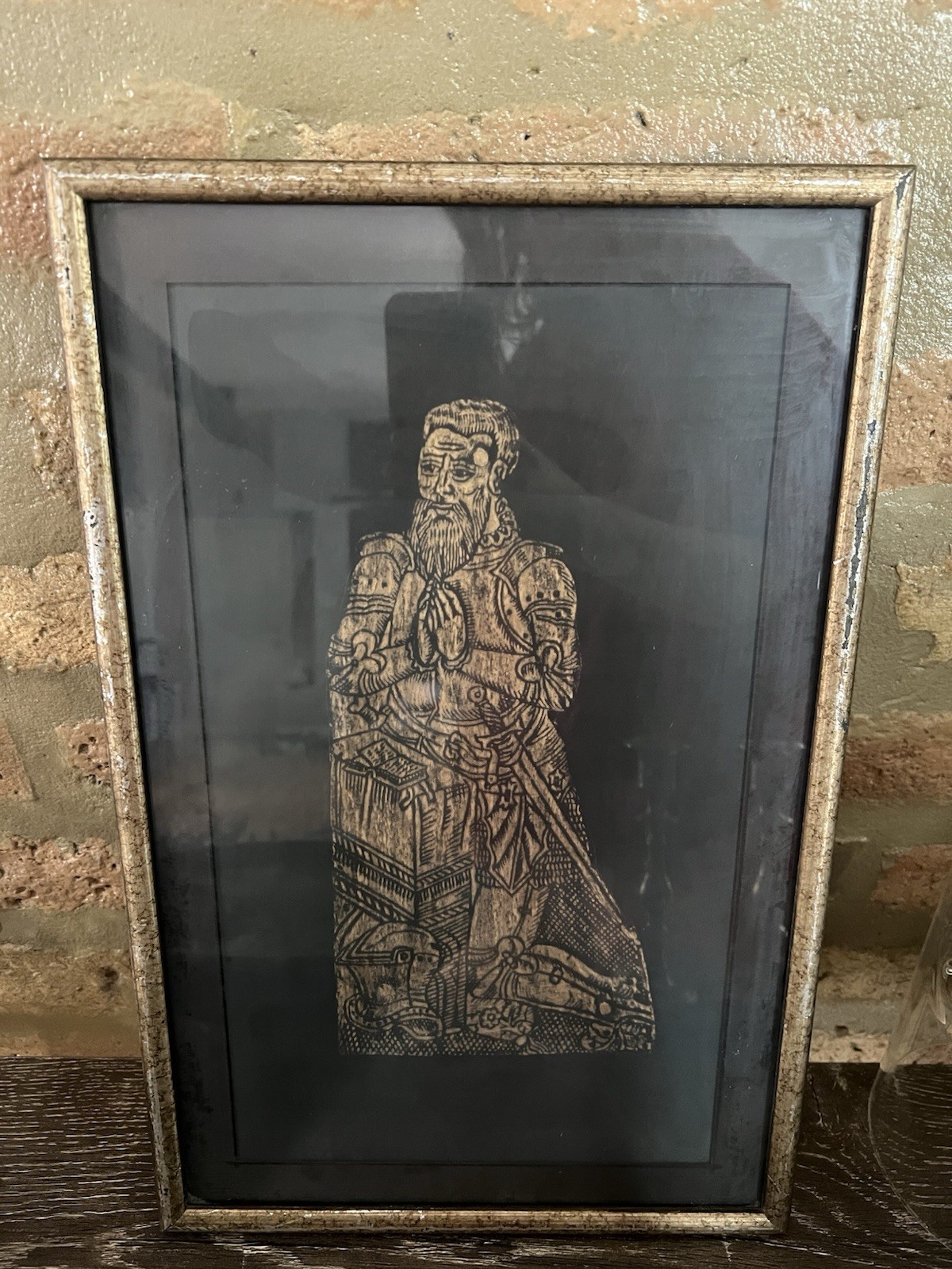 Vintage English brass rubbing, possibly of Sir John Clerke (died 1539) , 1977 Vintage English brass rubbing, possibly of Sir John Clerke (died 1539) , 1977