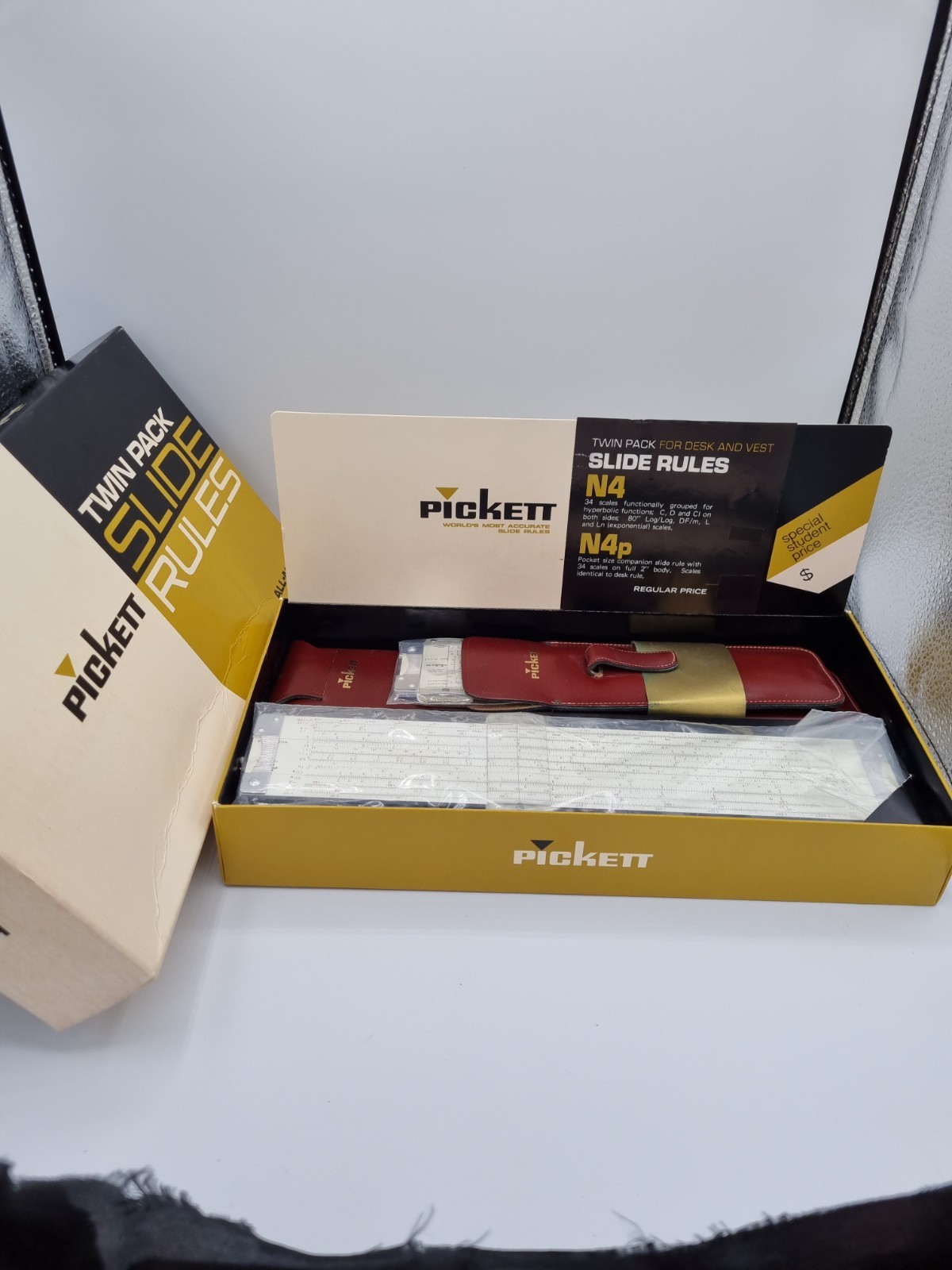 New Pickett Twin Pack All-Metal Slide Rules Model N4 & N4p  NOS