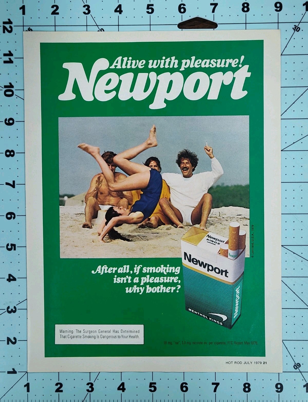 1979 Newport Cigarettes Alive With Pleasure Beach Original Vintage Print Ad