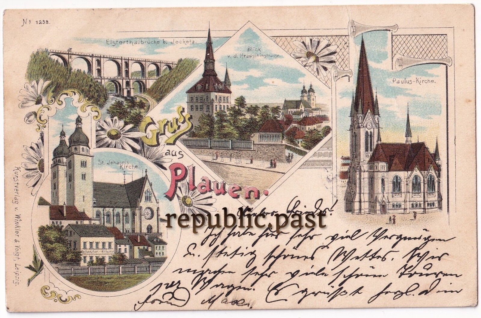 Litho Postcard Plauen Elsterthalbrücke, Church, Saxony 1900 (P38)