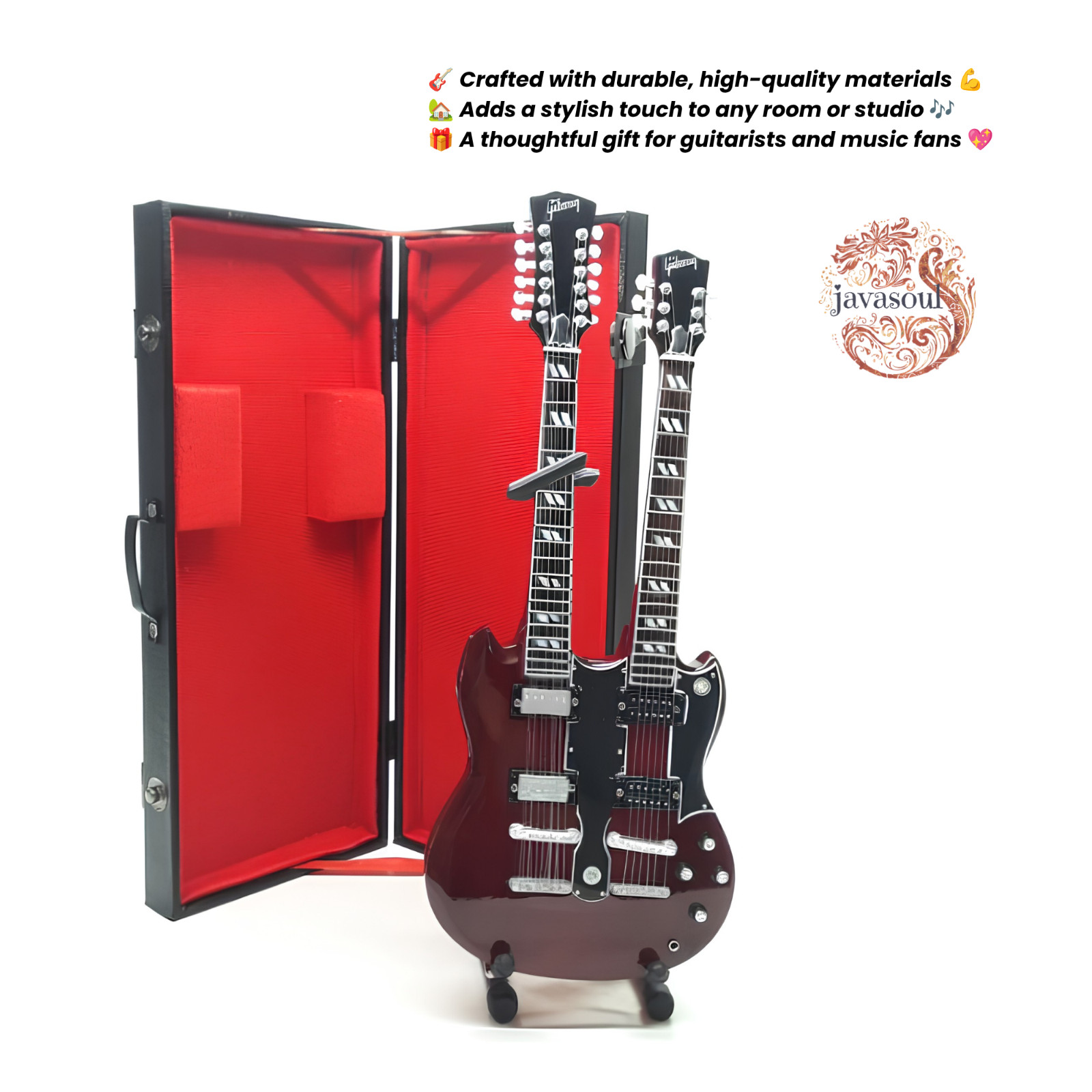 Miniature Double Neck Electric Guitar 1/4 Scale with Hard Case