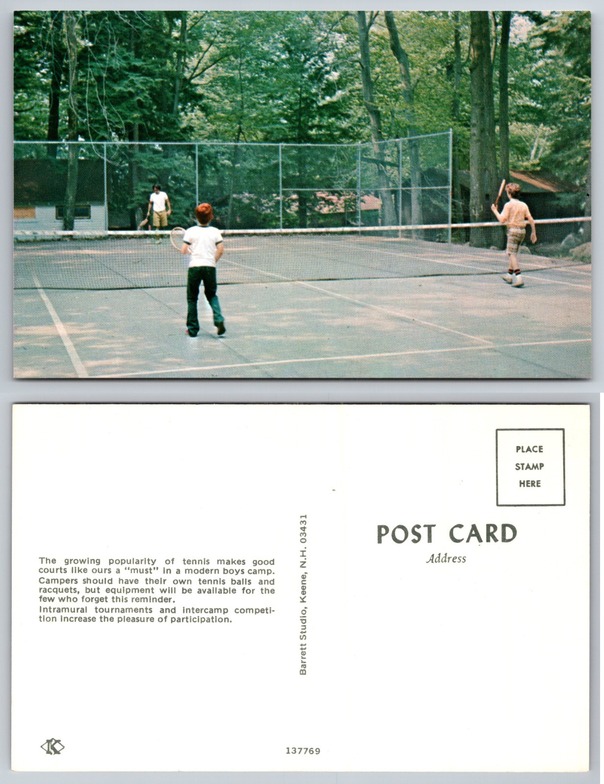 Forest Tennis Court Match Postcard