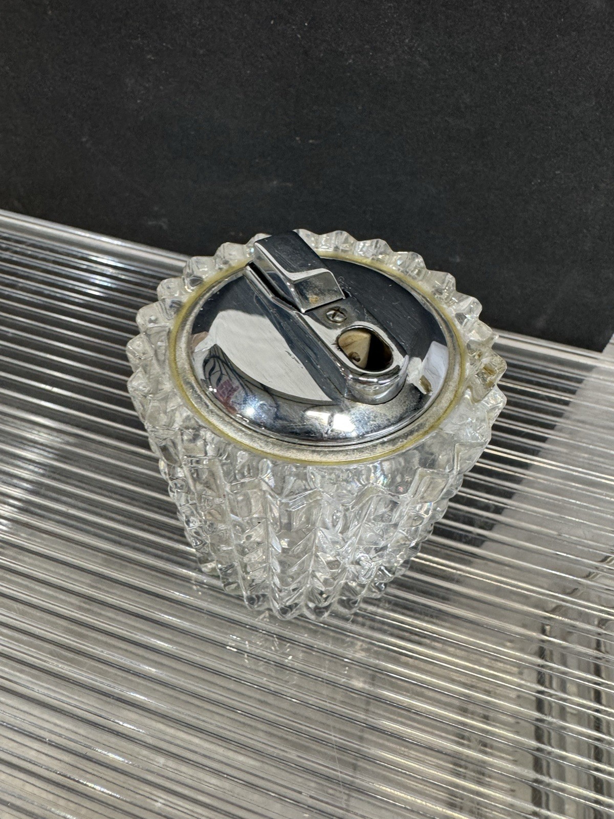 Vintage Table Lighter Ibelo, Gas, Crystal Glass, Around 1970 Vintage Table Lighter Ibelo, Gas, Crystal Glass, Around 1970
