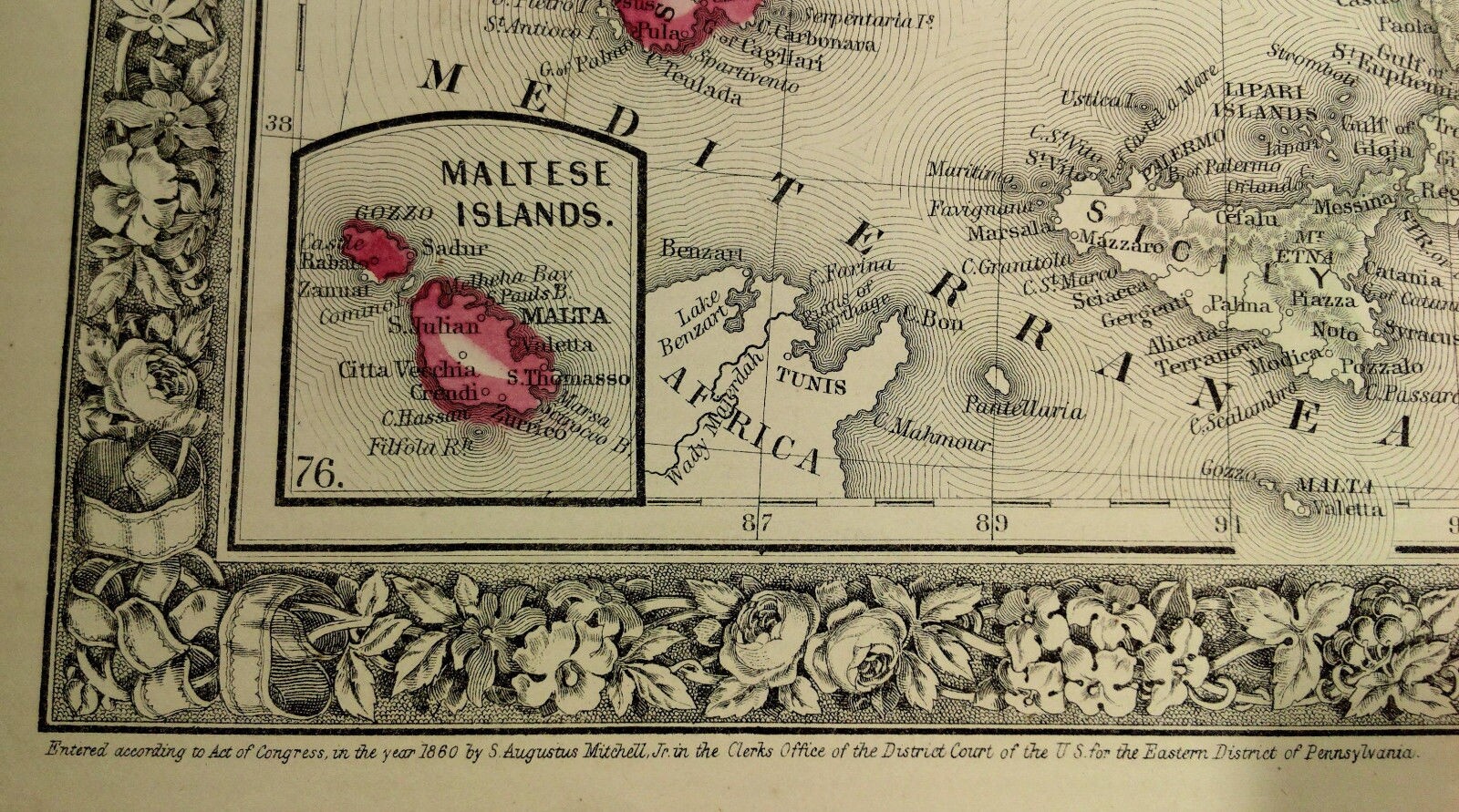 1860 Mitchell\'s Huge Hand Tinted Map AUSTRIA EMPIRE Italy TURKEY Greece SICILY