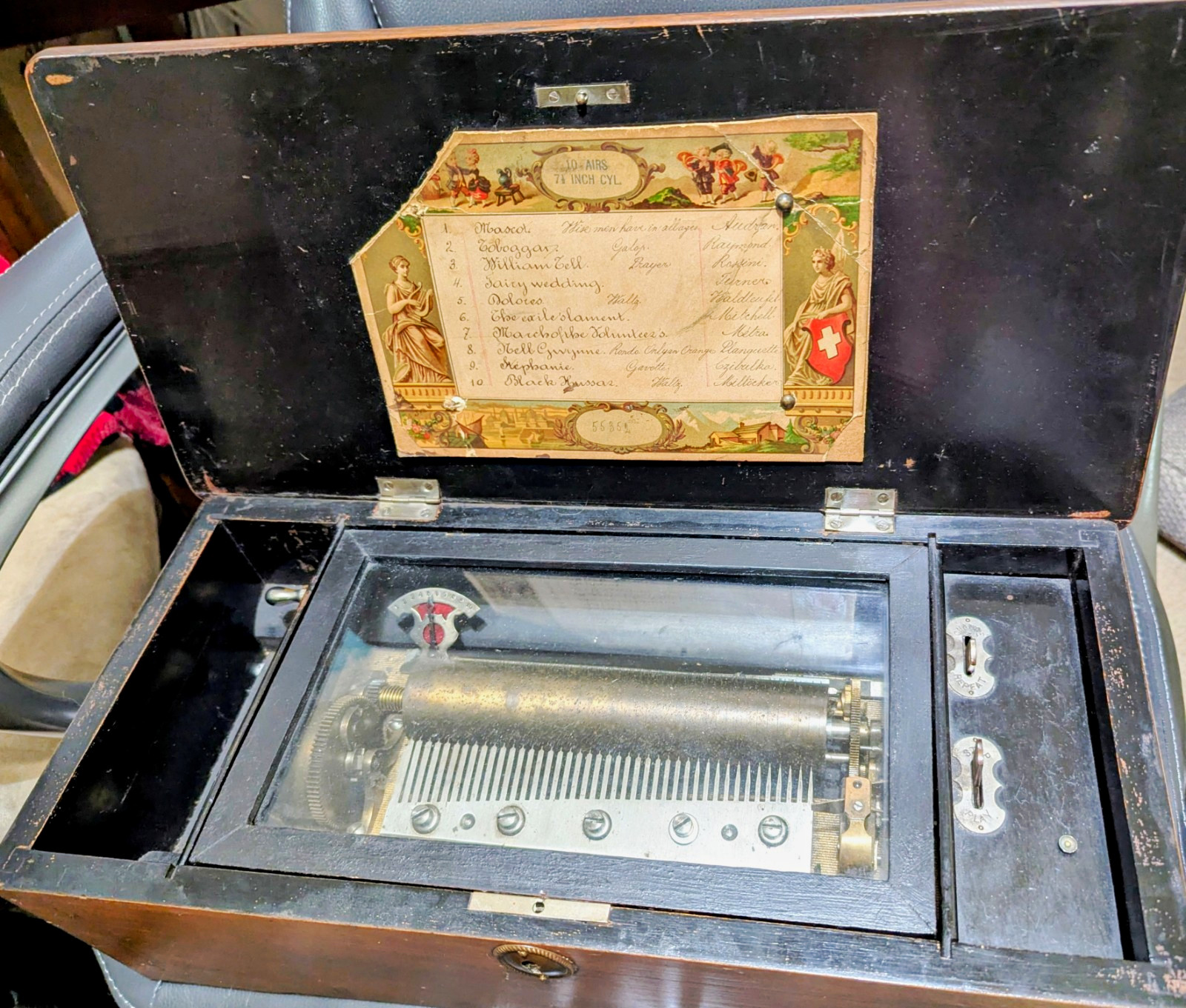 1885-92 Paillard Swiss Music Box, 10 Airs, 7 1/2 in Cylinder-Updated Listing