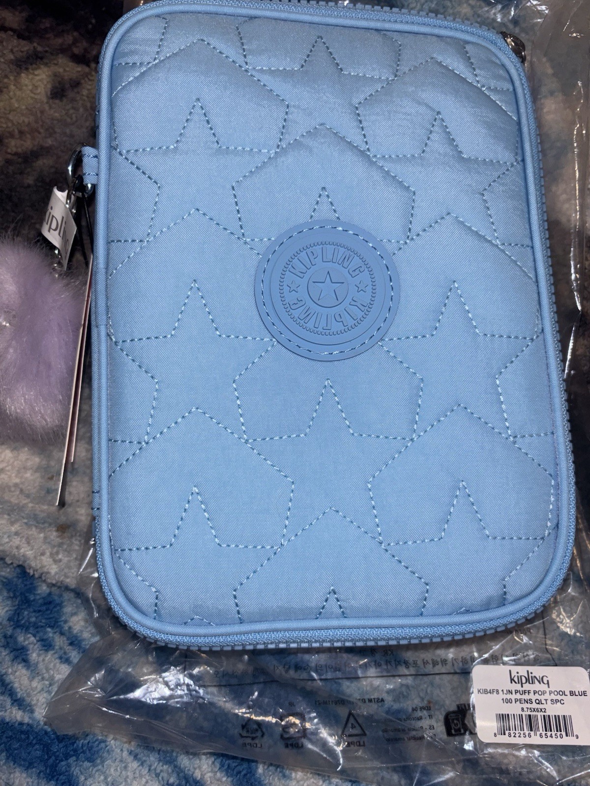 Kipling 100 Pen Case Puff Pool Blue NWT