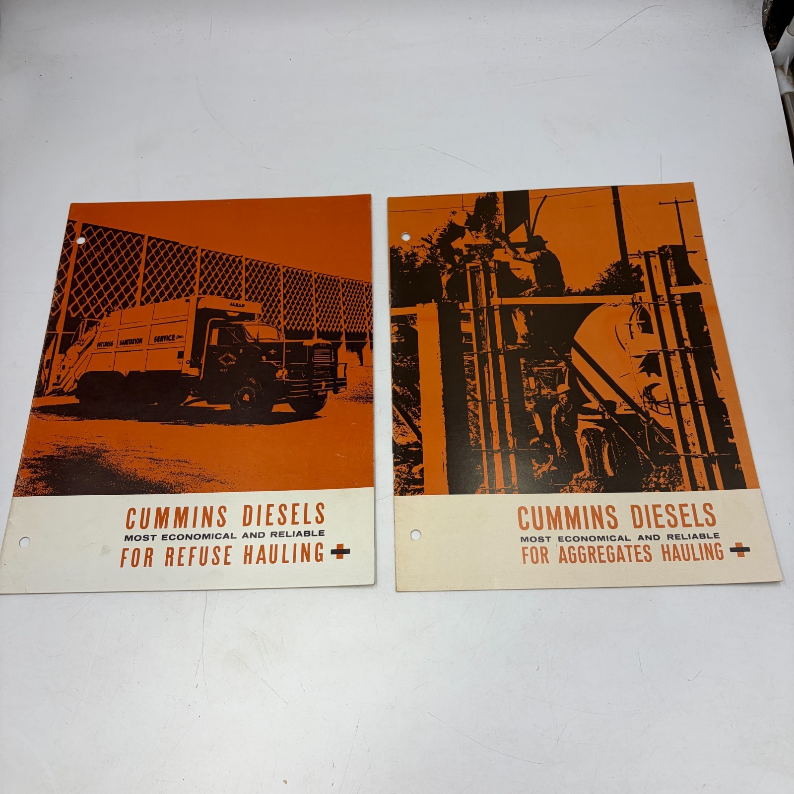 Vintage Cummins Diesels Refuse & Aggregates Hauling Brochures Lot of 2