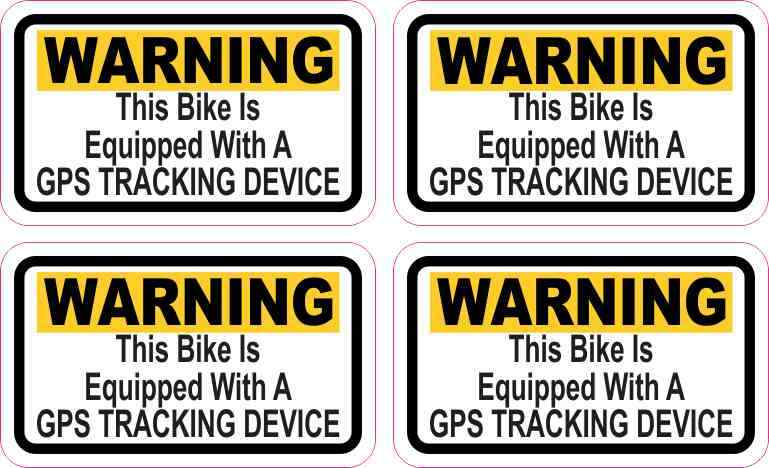 2.5in x 1.5in Bike Equipped with GPS Tracking Vinyl Stickers Signs Decals