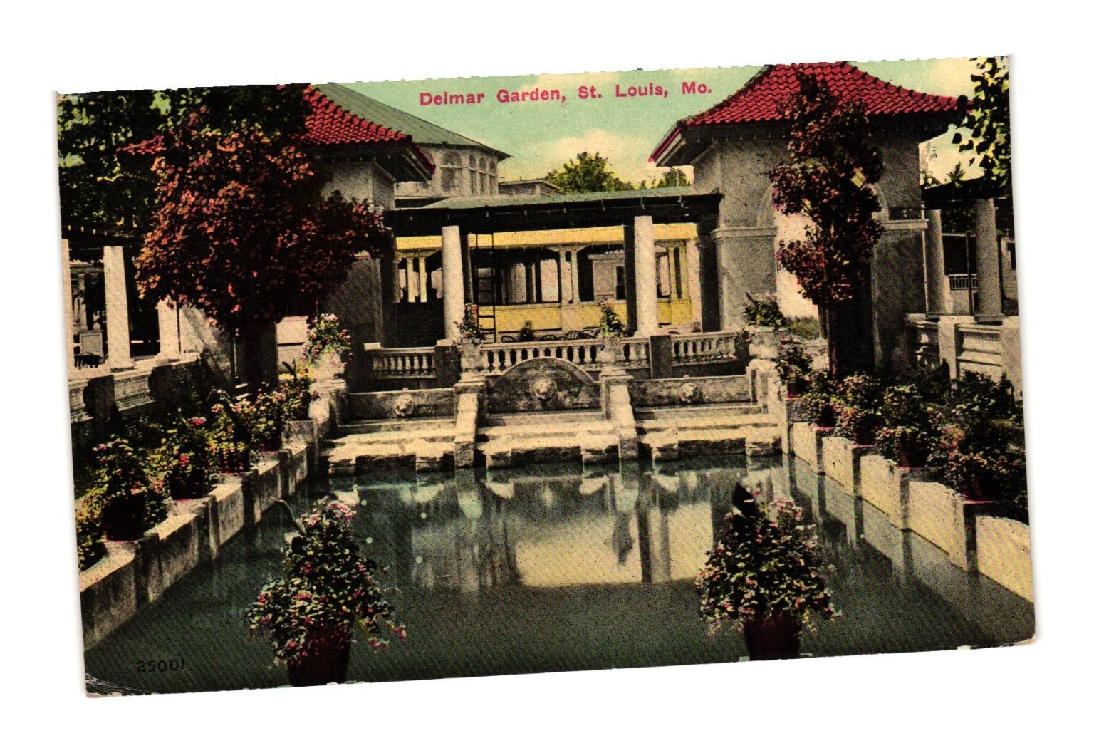 Vintage Delmar Garden St. Louis Missouri Postcard Pool Architecture