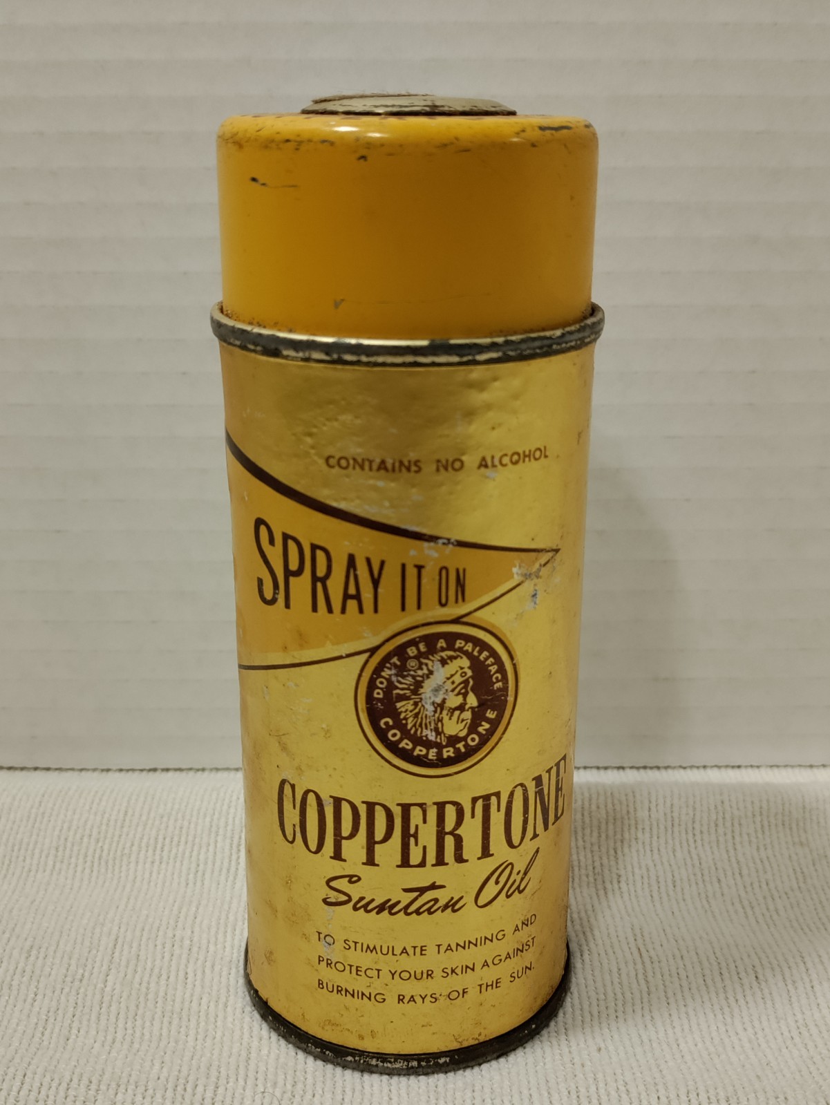 Vintage 1940\'s-50\'s Coppertone Suntan Oil Spray Can With Indian Logo 6ozs