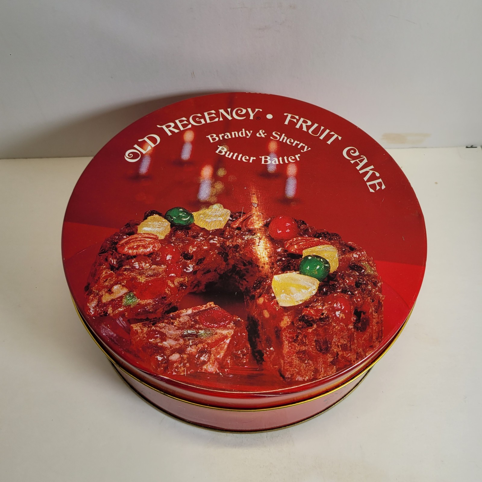 Vtg Old Regency Fruitcake Tin