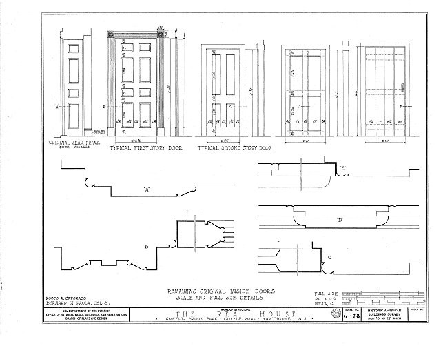 Photo:Hawthorne NJ John W Rea House 1930s Historic Door Details Blueprint