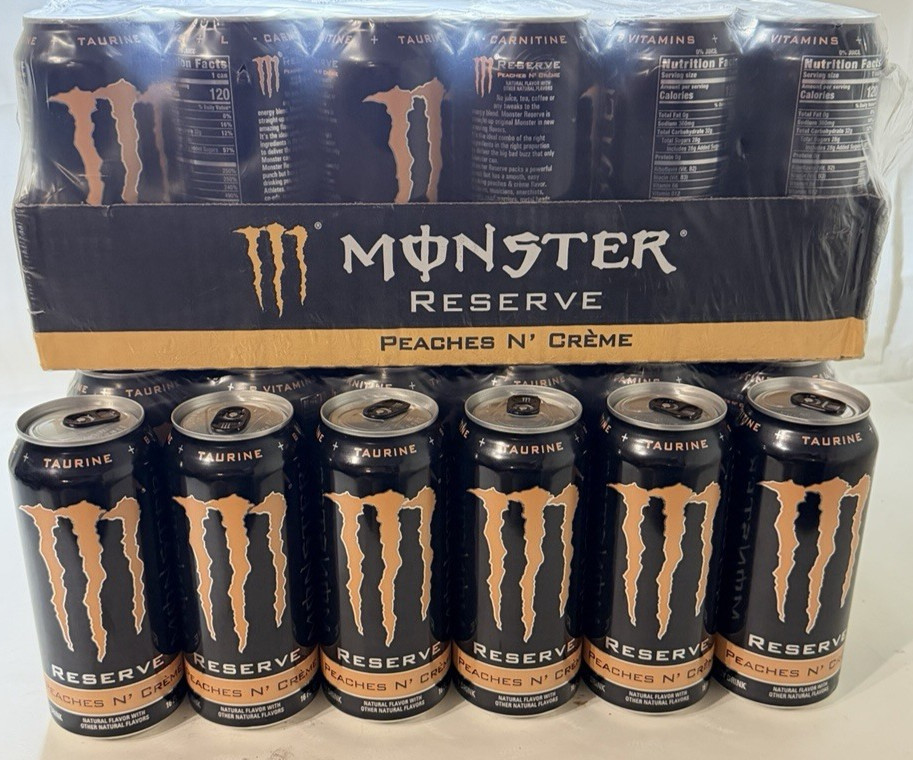 Six Pack Discontinued Monster Peaches N’ Crème  Limited Edition Full Cans New