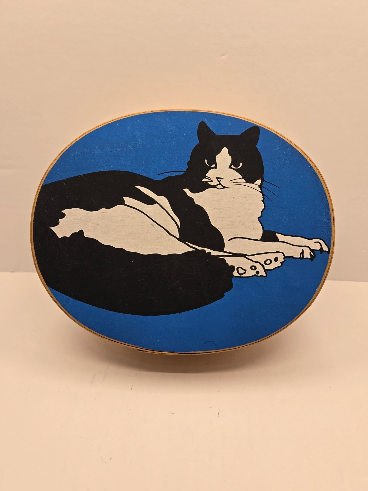 Vintage Hand Painted Shaker Style Cat Wood Nesting Box Cottage Core