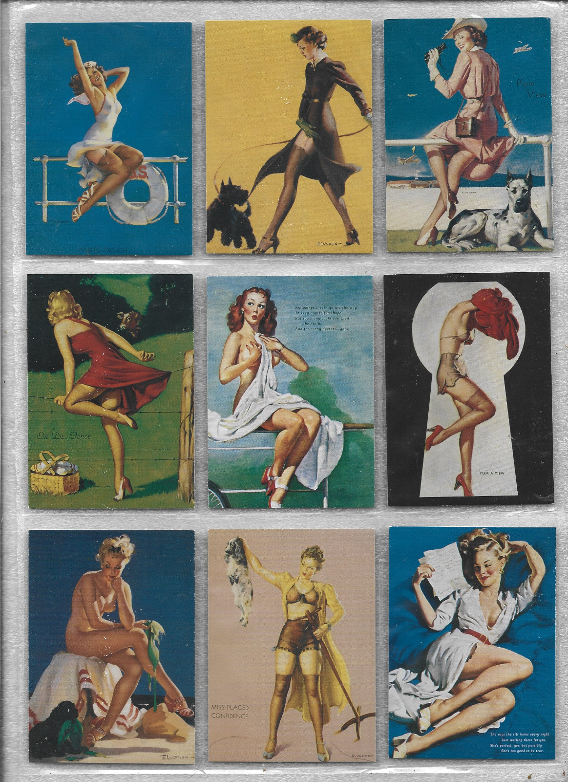 9 Sexy Gil Elvgren Pinup Paintings on Mint Calendar Pinups Trading Cards 1994 G