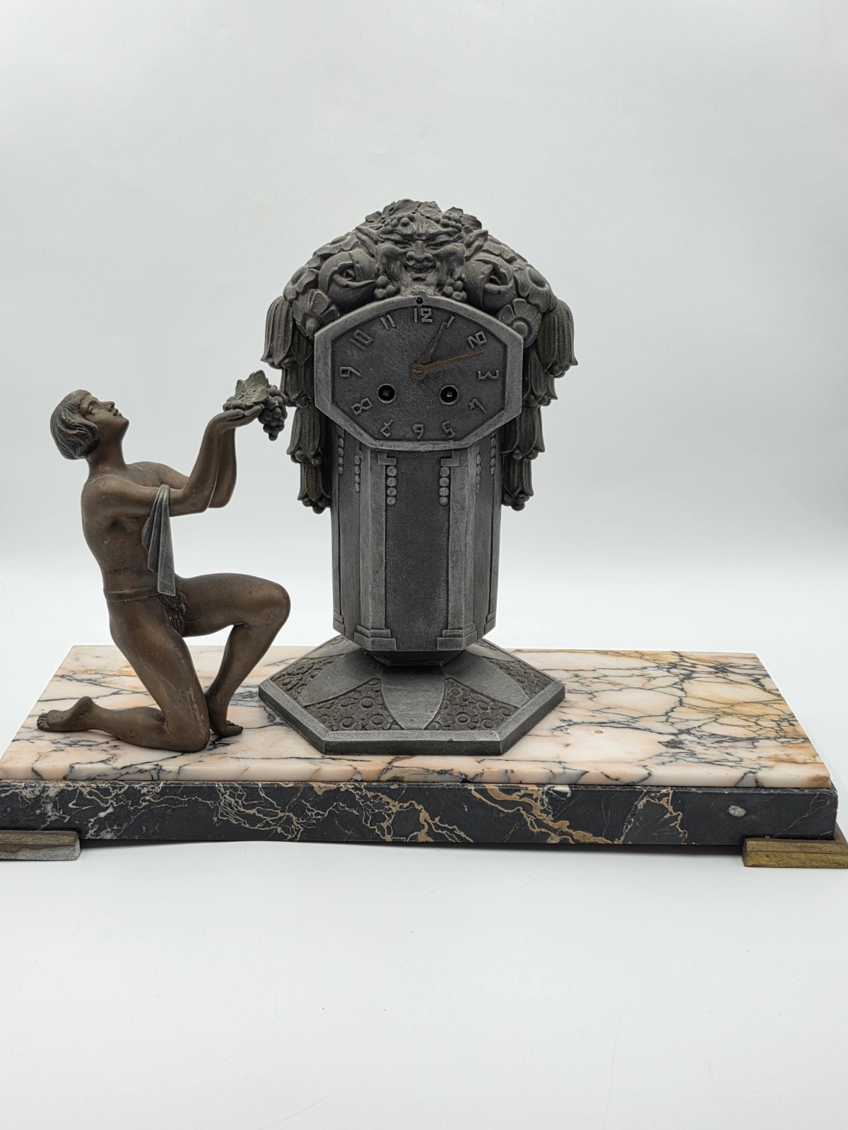 Rare Jacques Limousin French Art Deco Figural Mantel Clock Marble C.1925. Read. Rare Jacques Limousin French Art Deco Figural Mantel Clock Marble C.1925. Read.