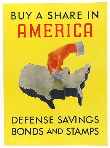 Original WWII US Defense Bond Poster - Buy a Share in America