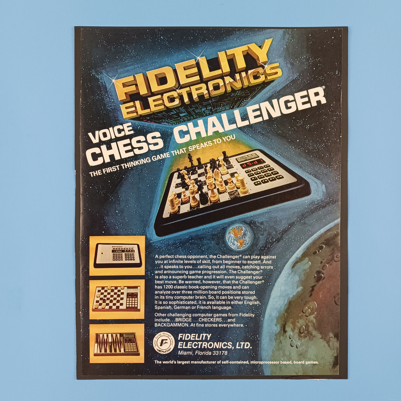 1979 Fidelity Electronics Voice Chess Challenger Print Advertisement