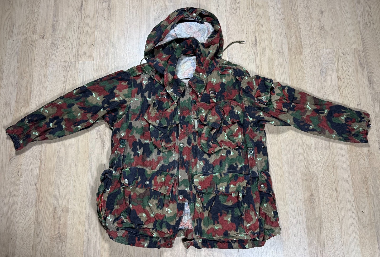 Vintage Swiss Army Military Alpenflage Camo Jacket Coat Parka M70 Size 56 XL