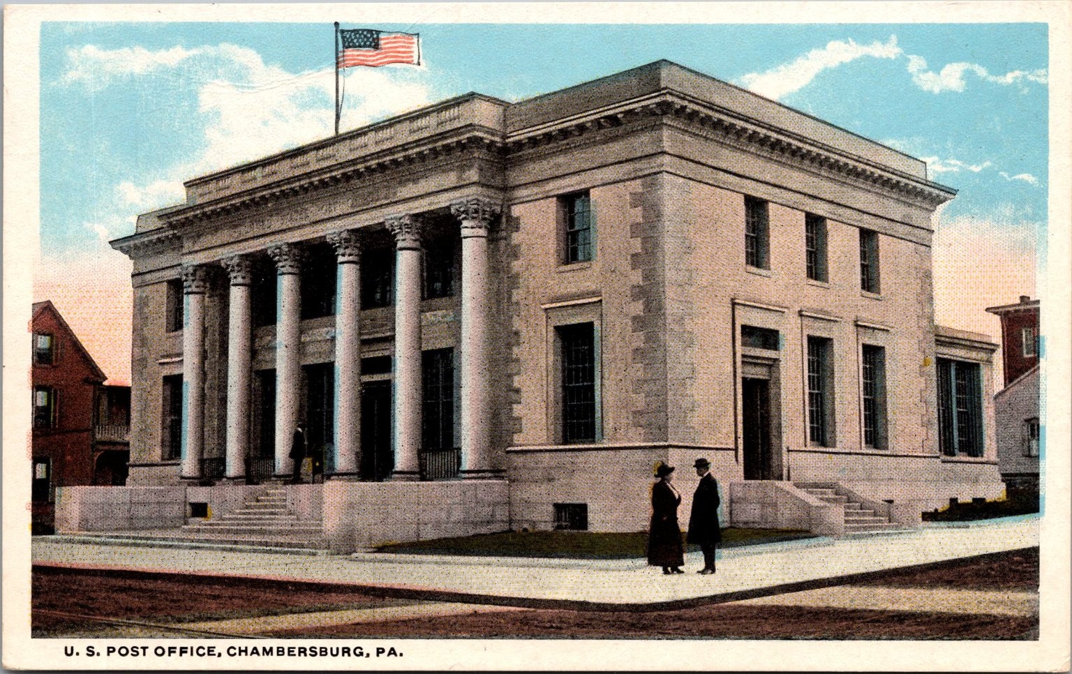 Chambersburg PA Post Office Vintage Postcard Louis Kaufmann & Sons