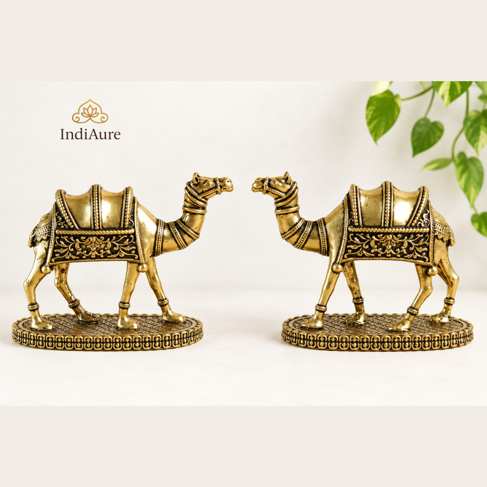 Brass Camel Statue Set of 2, 2.5 Inch Camel Figurines, Vastu Home Decor