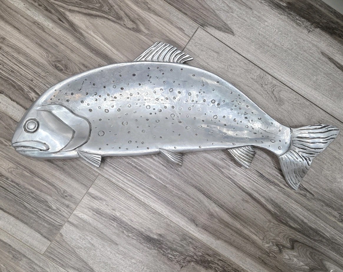 Vintage BRUCE FOX Wilton 1976 MCM Cast Aluminum Trout Fish PLATTER Tray At-3 Vintage BRUCE FOX Wilton 1976 MCM Cast Aluminum Trout Fish PLATTER Tray At-3