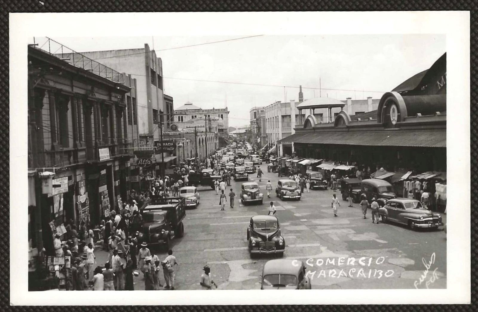Calle Comercio, Maracaibo Venezuela, Busy Street Scene RPPC Real Photo Postcard