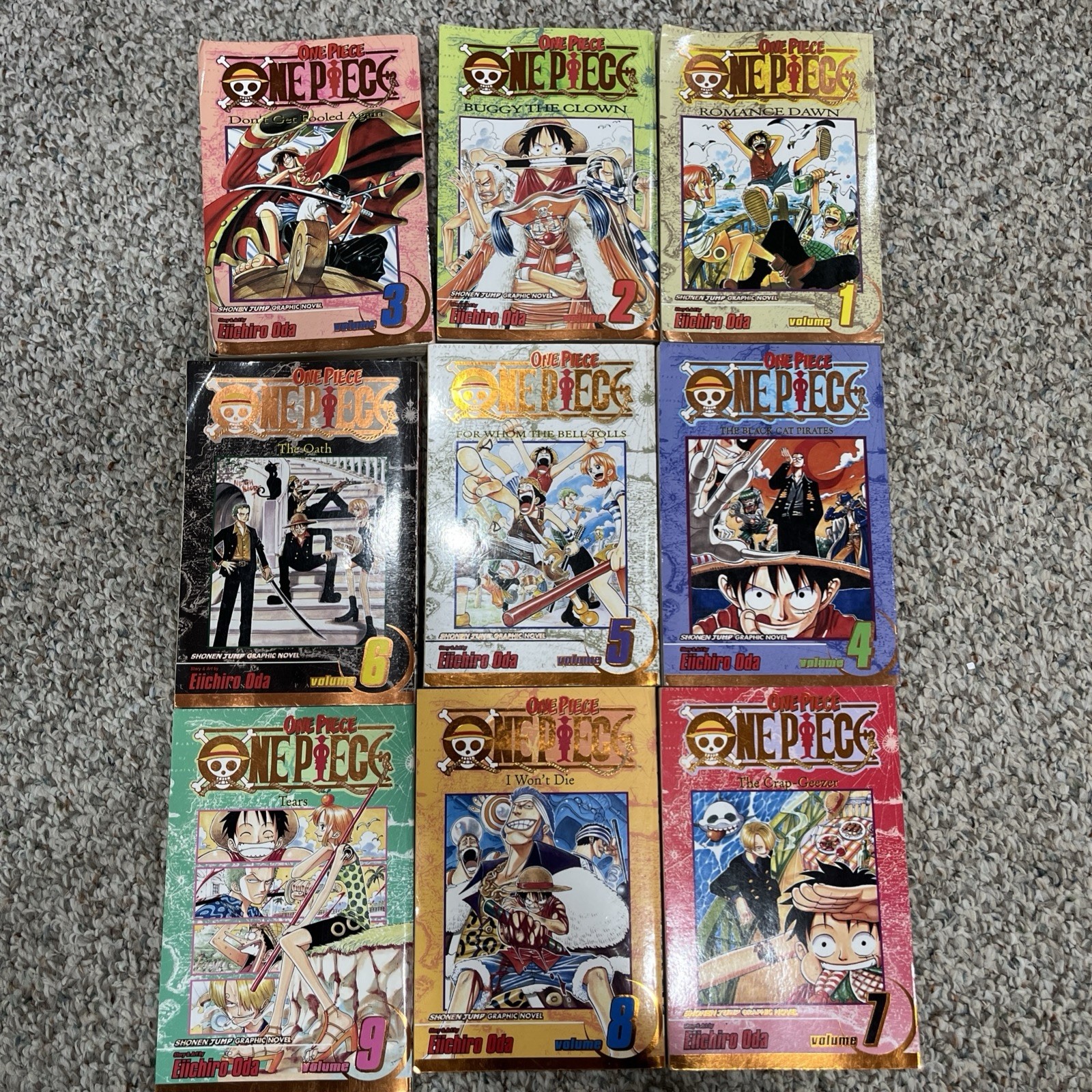 One Piece FIRST PRINTS Gold Foil Manga Shonen Jump 1,2,3,4,5,6,7,8,9 One Piece FIRST PRINTS Gold Foil Manga Shonen Jump 1,2,3,4,5,6,7,8,9
